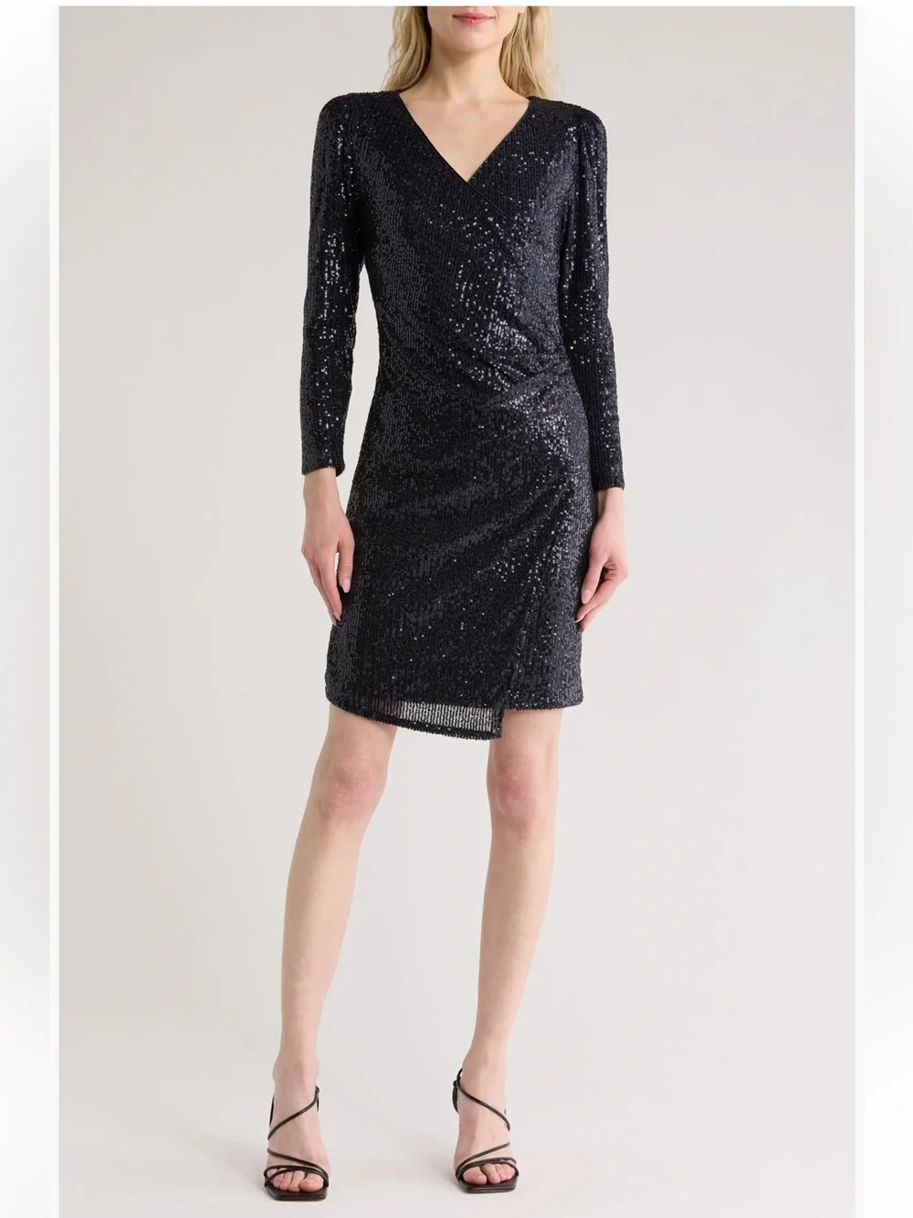 NWT Nanette Lepore Navy Sequin Wrap Belted Mini Dress Size 10